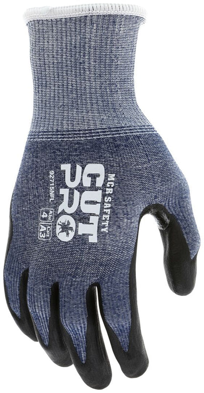 92715NF - MCR Safety CutPro® - 15 Gauge HyperMax® HPPE Shell - Cut, Abrasion, and Puncture Resistant - Nitrile Foam Coated Palm and Fingertips - Reinforced Thumb Crotch Provides Additional Wear