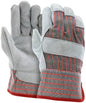 Cowhide Split Leather Palm Work Gloves, Wing Thumb, Starched Safety Cuff