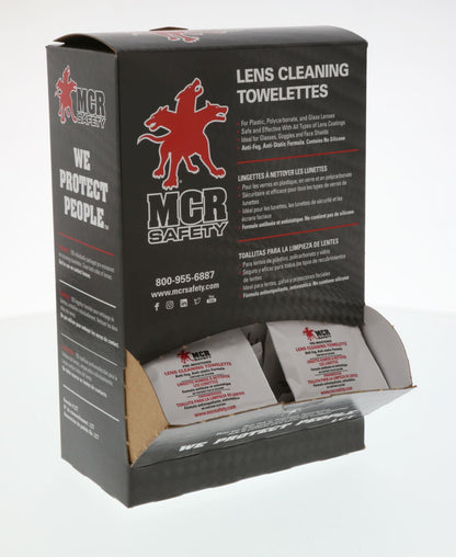 MCR Safety LCT - Lens Cleaning Towelettes - 100 Individually Wrapped Wipes per Box - 25 Boxes per Case - For Plastic, Polycarbonate, and Glass Lenses — manufacturer image 2
