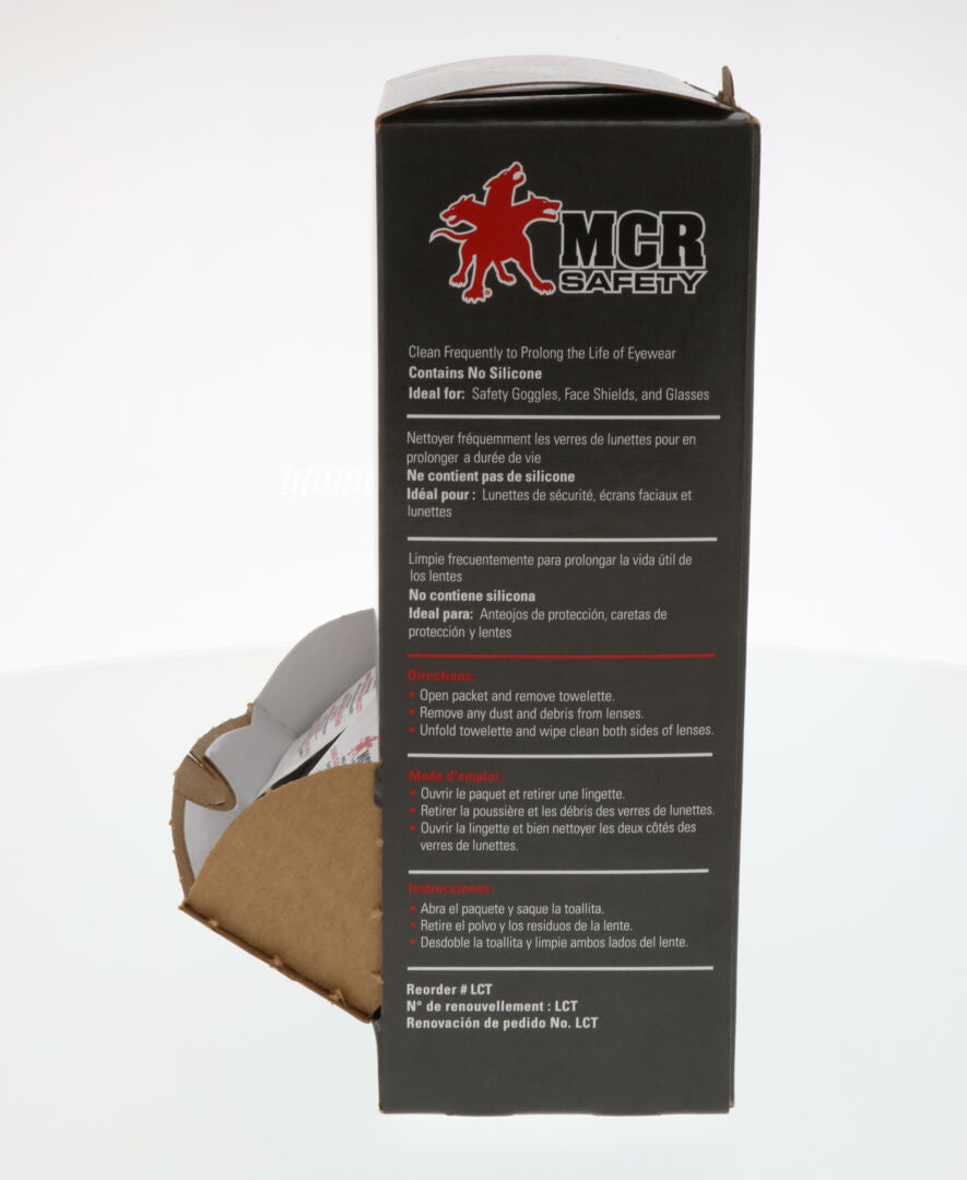 MCR Safety LCT - Lens Cleaning Towelettes - 100 Individually Wrapped Wipes per Box - 25 Boxes per Case - For Plastic, Polycarbonate, and Glass Lenses — manufacturer image 5