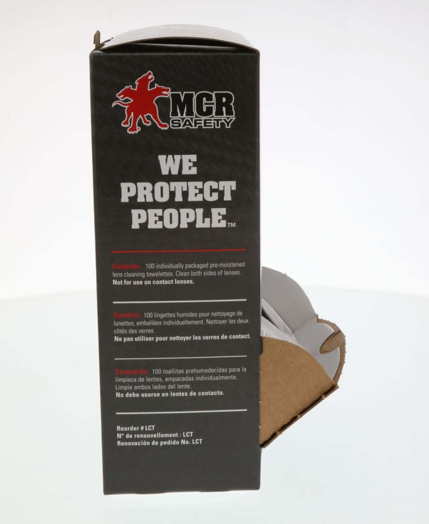 MCR Safety LCT - Lens Cleaning Towelettes - 100 Individually Wrapped Wipes per Box - 25 Boxes per Case - For Plastic, Polycarbonate, and Glass Lenses — manufacturer image 4