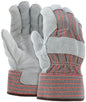 Insulated Cowhide Split Leather Palm Gloves, Fleece Lined, Rubberized Safety Cuff
