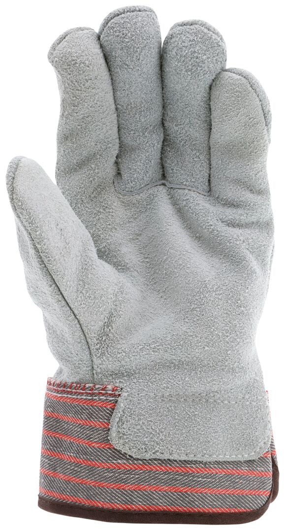 Insulated Cowhide Split Leather Palm Gloves, Fleece Lined, Rubberized Safety Cuff