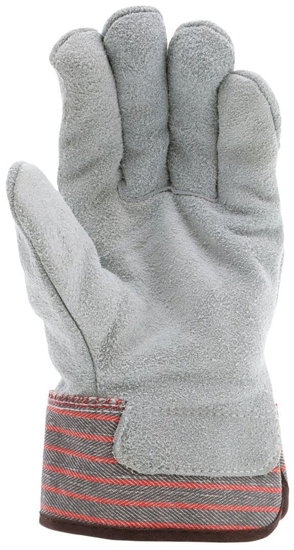 Insulated Cowhide Split Leather Palm Gloves, Fleece Lined, Rubberized Safety Cuff