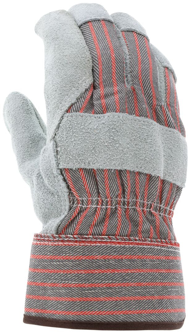 Insulated Cowhide Split Leather Palm Gloves, Fleece Lined, Rubberized Safety Cuff