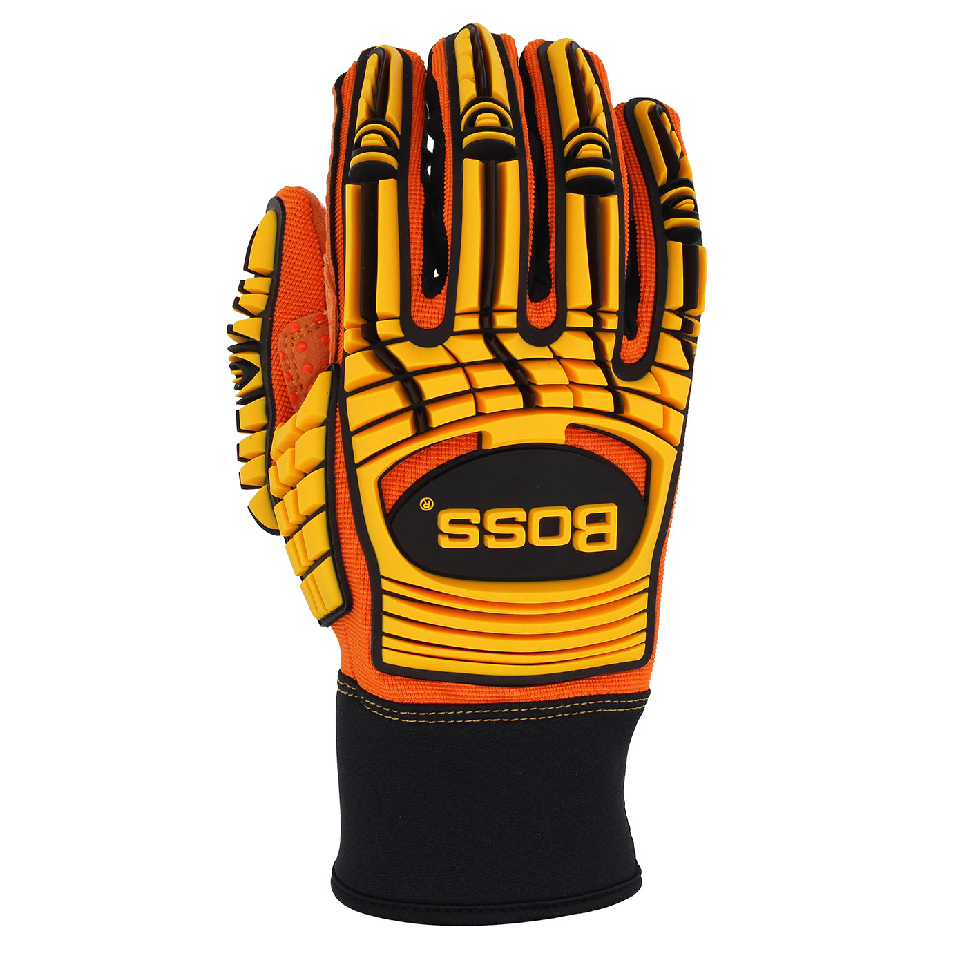 Boss® Synthetic Leather Palm with PVC Dotted Grip and Spandex Back - TPR Impact Protection