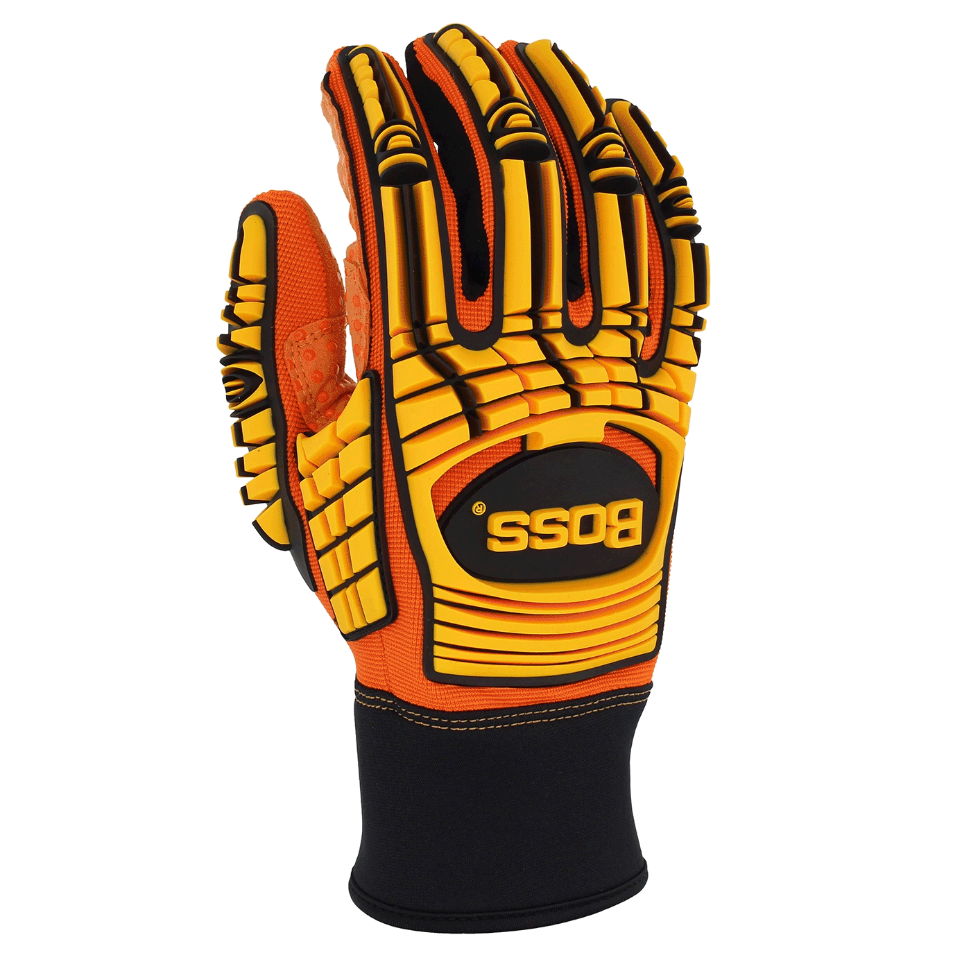 Boss® Synthetic Leather Palm with PVC Dotted Grip and Spandex Back - TPR Impact Protection