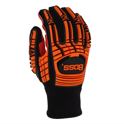 Boss® Red PVC Grip Palm and Spandex Back – TPR Impact Protection