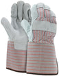 Shoulder Split Leather Palm Gauntlet Gloves, Rubberized Safety Cuff