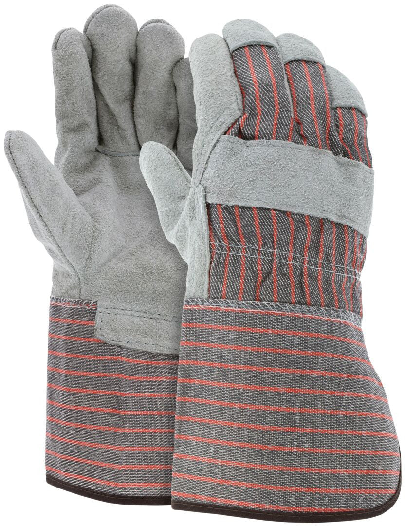 Split Cowhide Leather Palm Gloves, Gauntlet, 4.5-Inch Starched Safety Cuff