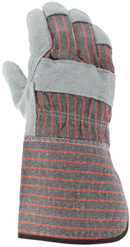 Split Cowhide Leather Palm Gloves, Gauntlet, 4.5-Inch Starched Safety Cuff