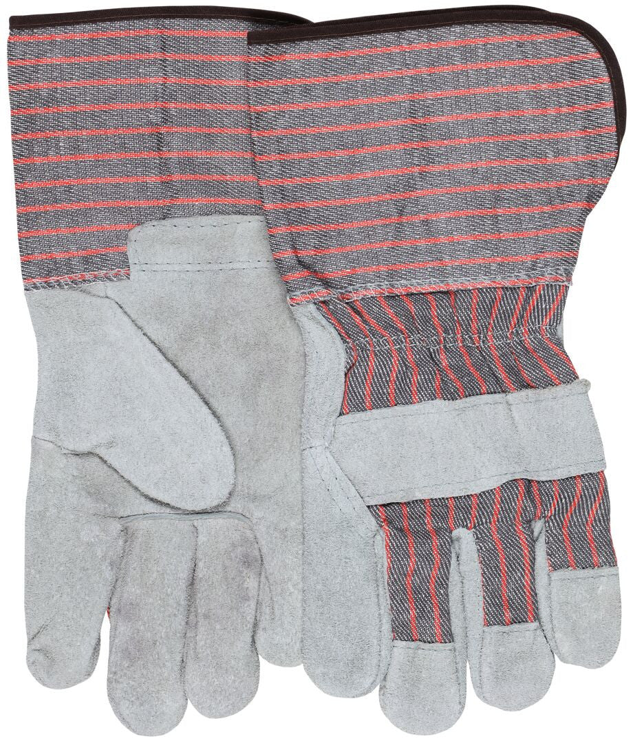 Split Cowhide Leather Palm Gloves, Gauntlet, 4.5-Inch Starched Safety Cuff