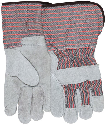 Split Cowhide Leather Palm Gloves, Gauntlet, 4.5-Inch Starched Safety Cuff
