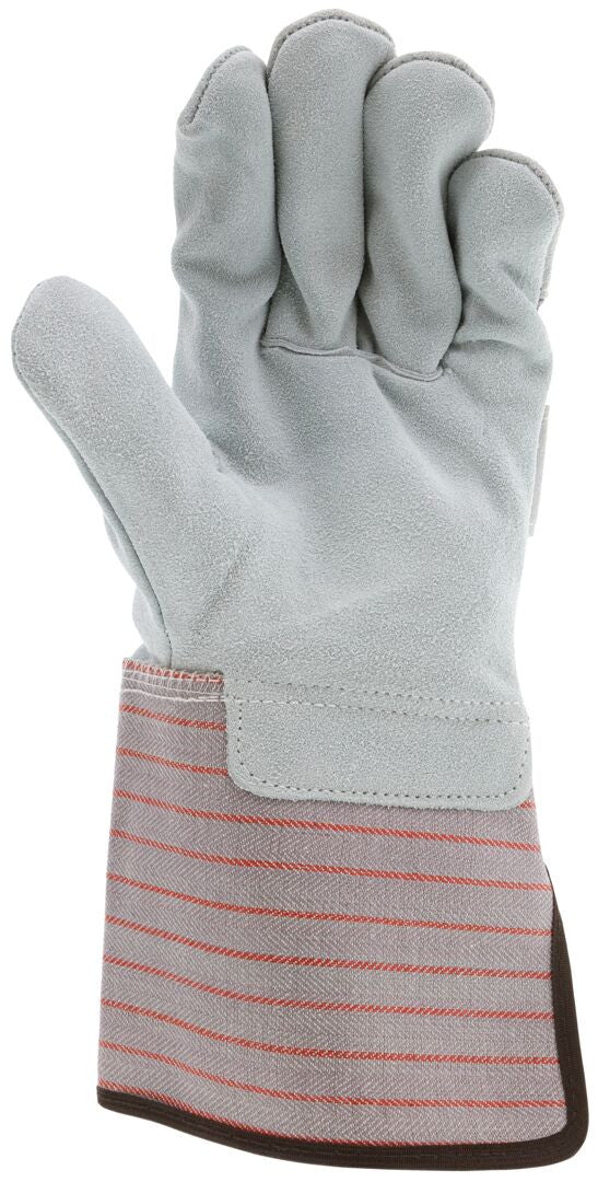 Shoulder Split Leather Palm Gauntlet Gloves, Rubberized Safety Cuff