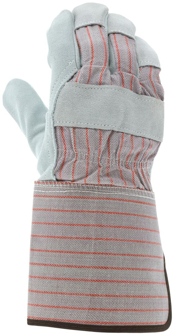 Shoulder Split Leather Palm Gauntlet Gloves, Rubberized Safety Cuff