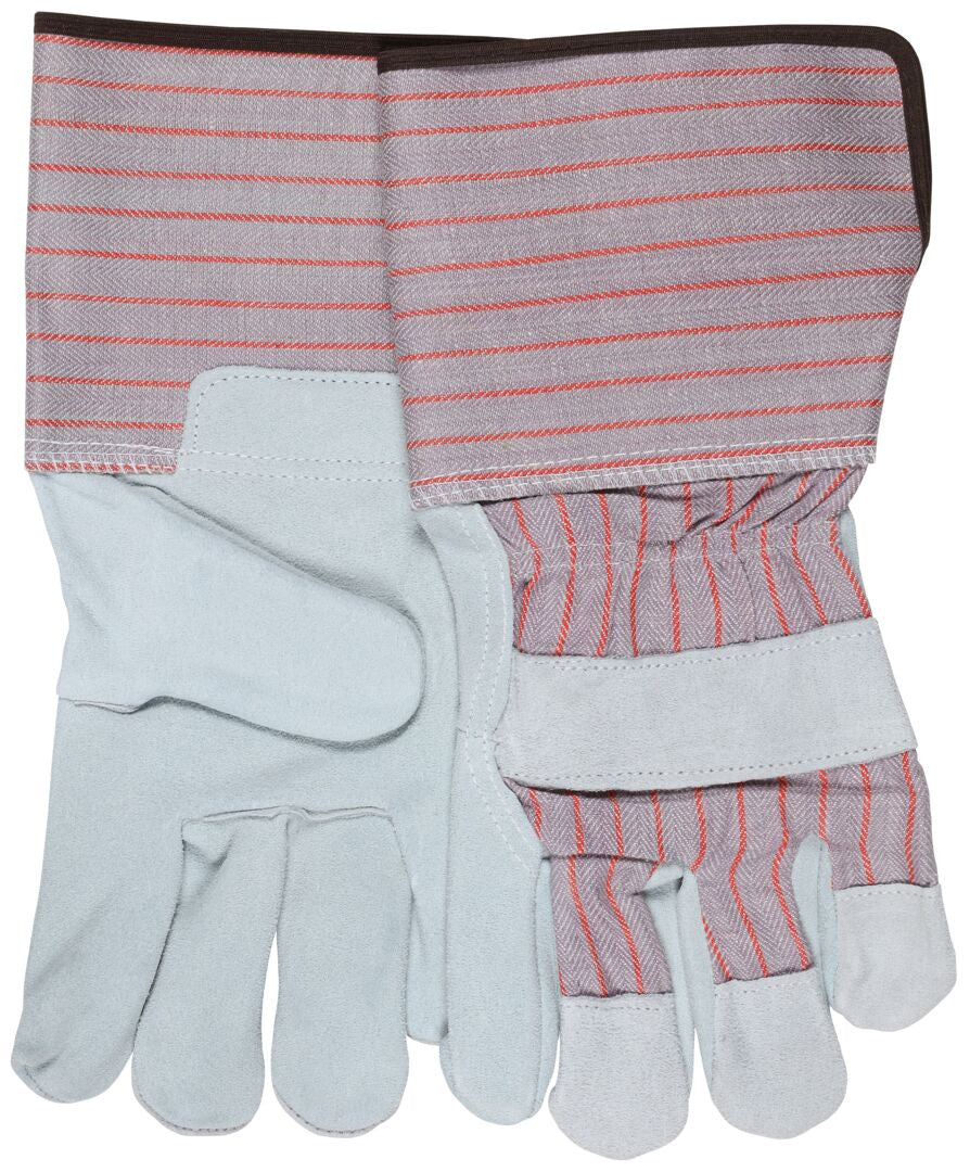 Shoulder Split Leather Palm Gauntlet Gloves, Rubberized Safety Cuff