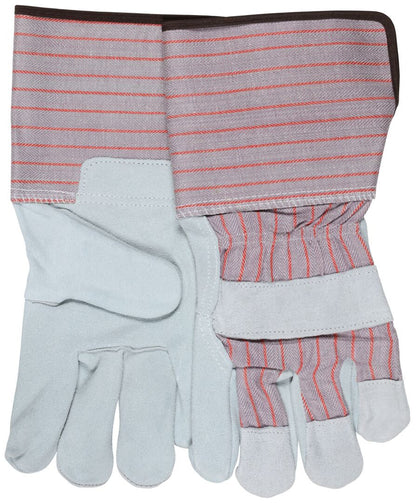 Shoulder Split Leather Palm Gauntlet Gloves, Rubberized Safety Cuff