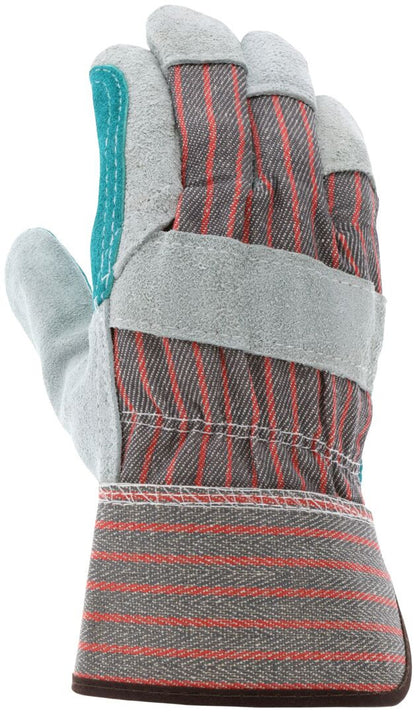Cowhide Split Leather Palm Gloves, Jointed Double Palm, Rubberized Safety Cuff
