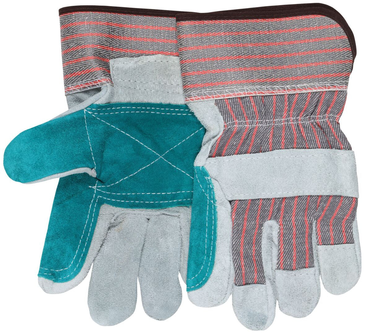 Cowhide Split Leather Palm Gloves, Jointed Double Palm, Rubberized Safety Cuff