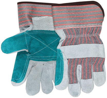 Cowhide Split Leather Palm Gloves, Jointed Double Palm, Rubberized Safety Cuff