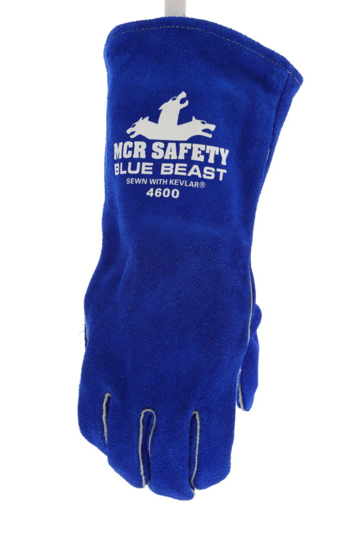 MCR Safety 4600 - MCR Safety Blue Beast - Leather Welding Work Gloves - Jersey Lined - Premium A Grade Side Split Leather - Reinforced Palm and Thumb Strap - Wing Thumb Design - Sewn with Kevlar® — Sold by Pair — manufacturer image 2