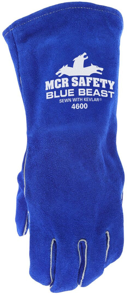 MCR Safety 4600 - MCR Safety Blue Beast - Leather Welding Work Gloves - Jersey Lined - Premium A Grade Side Split Leather - Reinforced Palm and Thumb Strap - Wing Thumb Design - Sewn with Kevlar® — Sold by Pair — manufacturer image 4