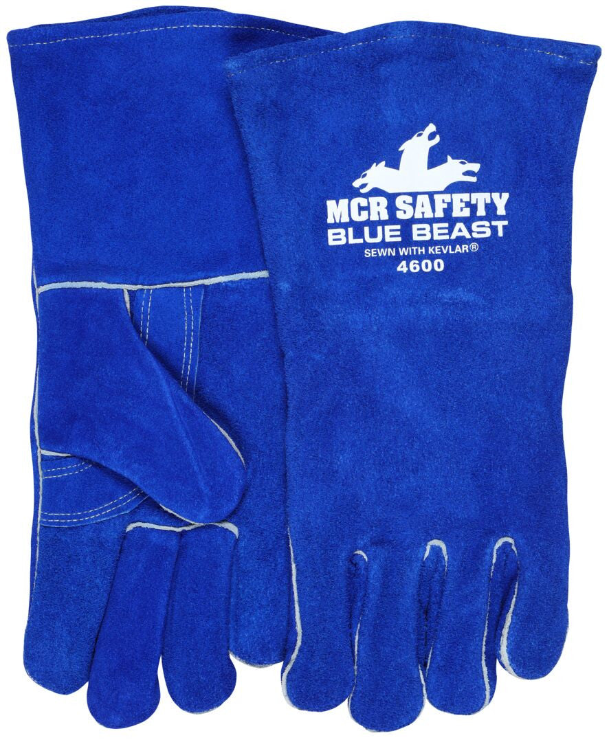 MCR Safety 4600 - MCR Safety Blue Beast - Leather Welding Work Gloves - Jersey Lined - Premium A Grade Side Split Leather - Reinforced Palm and Thumb Strap - Wing Thumb Design - Sewn with Kevlar® — Sold by Pair — manufacturer image 6
