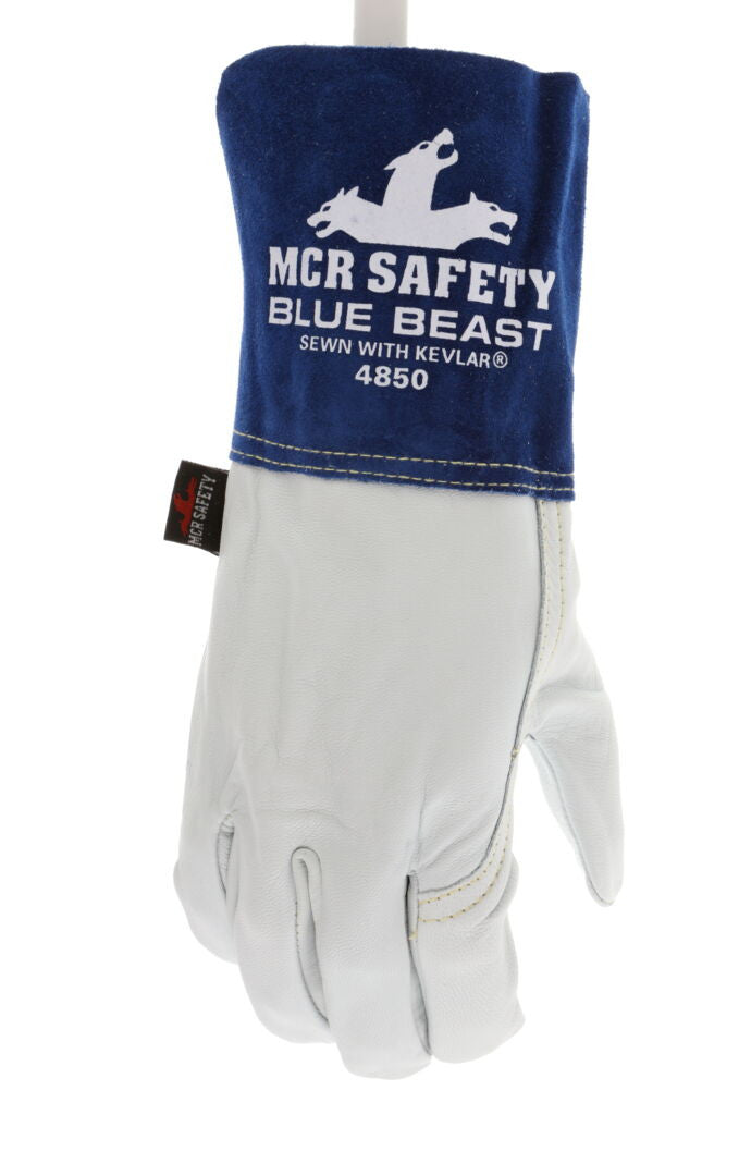 MCR Safety 4850 - MCR Safety Blue Beast - Leather Welding Work Gloves - Premium Top Grain Goatskin Leather - 4.5 Inch Cowskin Split Leather Cuff - Sewn with Kevlar® — Sold by Pair — manufacturer image 2