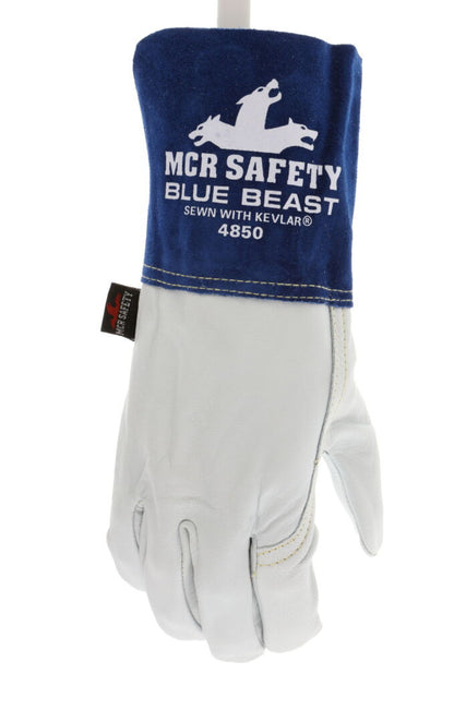 MCR Safety 4850 - MCR Safety Blue Beast - Leather Welding Work Gloves - Premium Top Grain Goatskin Leather - 4.5 Inch Cowskin Split Leather Cuff - Sewn with Kevlar® — Sold by Each — manufacturer image 2