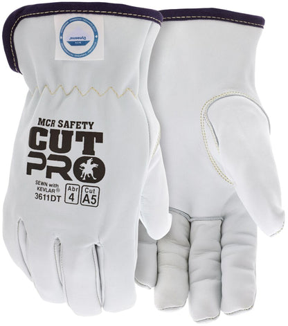 3611DT - Leather Drivers Work Gloves - Premium A Grade Grain Goatskin - Dyneema® Diamond Technology Lining - Cut Resistant Gloves - Keystone Thumb - Natural Lanolin Content Keeps Gloves and Hands Soft