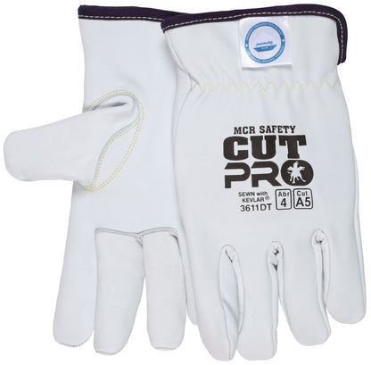 3611DT - Leather Drivers Work Gloves - Premium A Grade Grain Goatskin - Dyneema® Diamond Technology Lining - Cut Resistant Gloves - Keystone Thumb - Natural Lanolin Content Keeps Gloves and Hands Soft