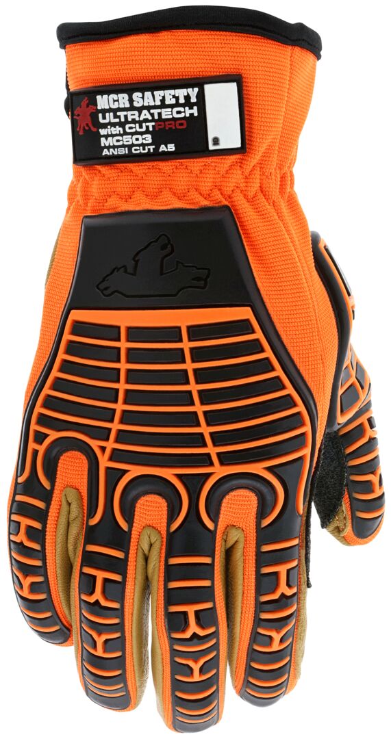 MC503 - MCR Safety UltraTech® Mechanics Gloves - Hi-Visibility Cut and Abrasion Resistant Gloves - Dyneema® Diamond Technology Lining Provides Excellent Cut Resistance