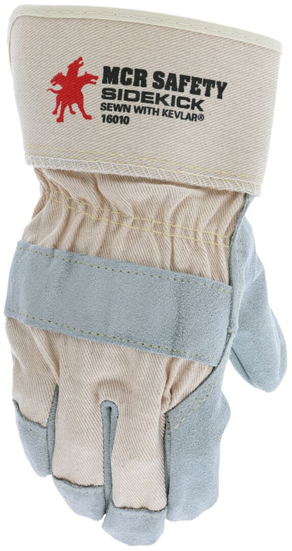 16010 - Sidekick® Series Leather Palm Work Gloves - Premium A Grade Split Side Leather - 2.5 Inch Rubberized Safety Cuff - Sewn with DuPont™ Kevlar® for Superior Durability and Wear