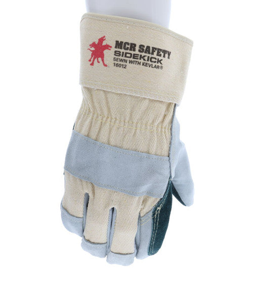 16012_ - 16012L - 122300 - 360 - Leather palm work gloves – MCR Safety Group 16012 Sidekick® Series – double palm split side 