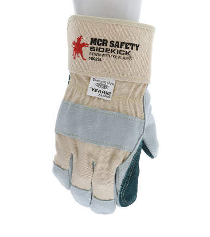 16025L_ - 16025L - 122359 - 360 - Leather palm work gloves – MCR Safety Group 16025 Sidekick® Series – double palm and finger
