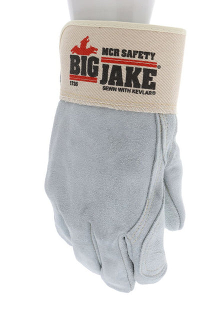 1735_ - 1735L - 123227 - 360 - Leather palm work gloves – MCR Safety Group 1735 Big Jake® Series – double palm split side lea