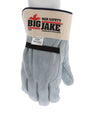 1745 - Big Jake® Series - Leather Palm Work Gloves - Inner Double Palm - Premium A+ Split Side Leather - Full Leather Back - 2.5-Inch Rubberized Safety Cuff - Elastic Strap Back - Constructed with Premium Components