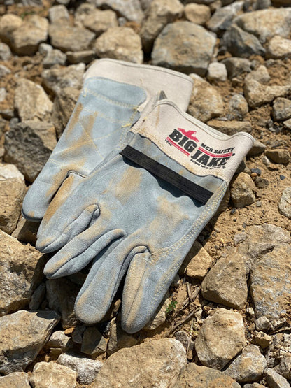 1745 - Big Jake® Series - Leather Palm Work Gloves - Inner Double Palm - Premium A+ Split Side Leather - Full Leather Back - 2.5-Inch Rubberized Safety Cuff - Elastic Strap Back - Constructed with Premium Components