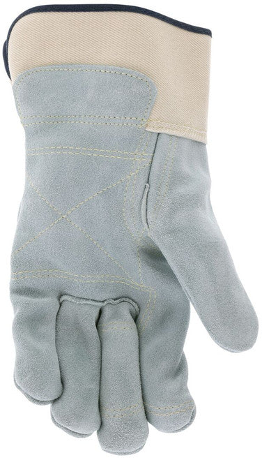 1745 - Big Jake® Series - Leather Palm Work Gloves - Inner Double Palm - Premium A+ Split Side Leather - Full Leather Back - 2.5-Inch Rubberized Safety Cuff - Elastic Strap Back - Constructed with Premium Components