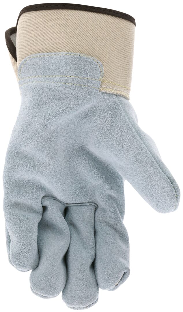 1500K - Leather Palm Work Gloves - Select A Grade Split Shoulder Leather - 2.5 Inch Rubberized Safety Cuff - Sewn with DuPont™ Kevlar®
