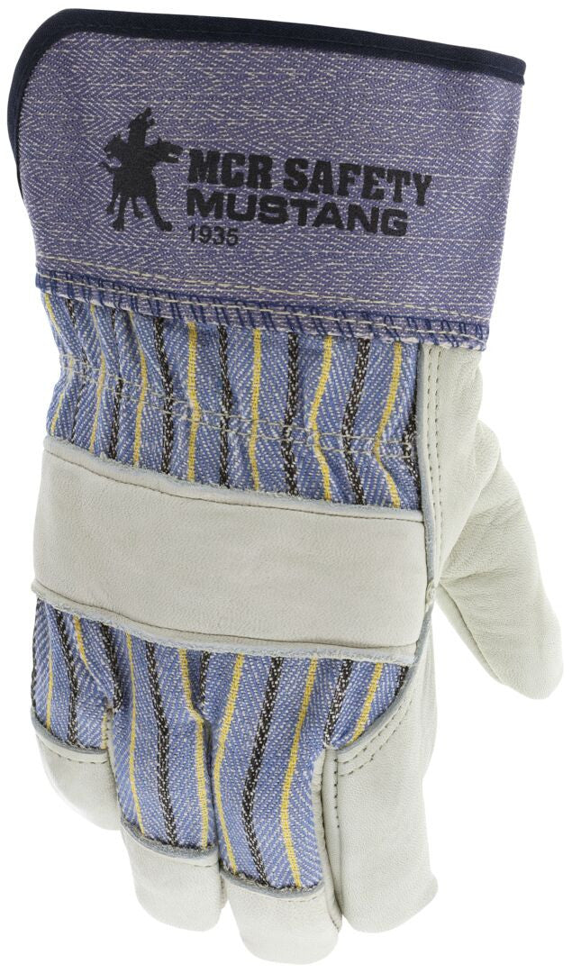 MCR Safety 1935 - Mustang Series - Leather Palm Work Gloves - Premium A Grade Grain Leather - 2.5 Inch Rubberized Safety Cuff — manufacturer image 4