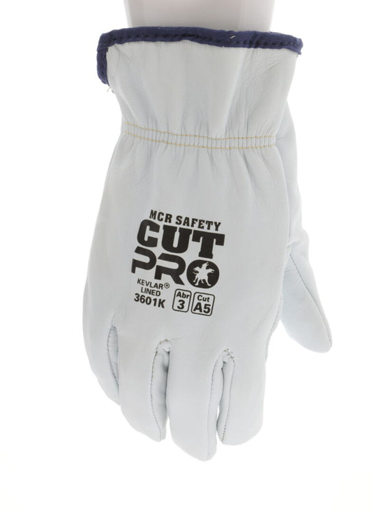 3601K - Leather Drivers Work Gloves - Premium A Grade Grain Goatskin - Lined with DuPont™ Kevlar Aramid / Synthetic - Cut Resistant - Arc rating of 37.5 cal/cm²