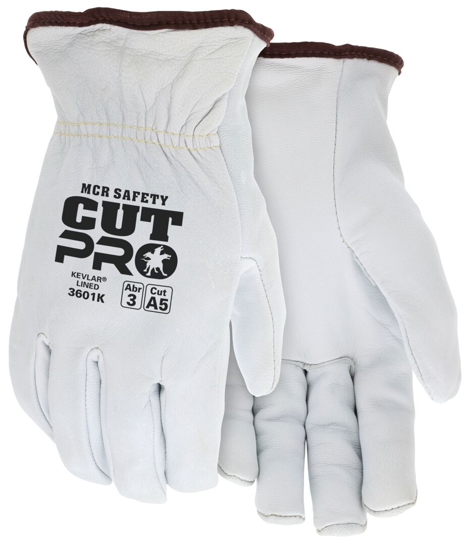 3601K - Leather Drivers Work Gloves - Premium A Grade Grain Goatskin - Lined with DuPont™ Kevlar Aramid / Synthetic - Cut Resistant - Arc rating of 37.5 cal/cm²