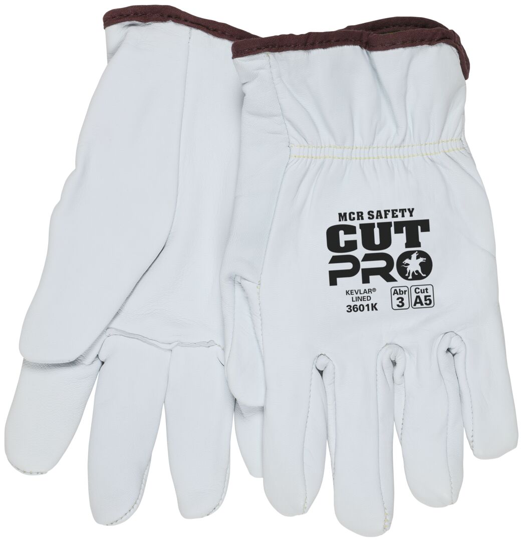 3601K - Leather Drivers Work Gloves - Premium A Grade Grain Goatskin - Lined with DuPont™ Kevlar Aramid / Synthetic - Cut Resistant - Arc rating of 37.5 cal/cm²