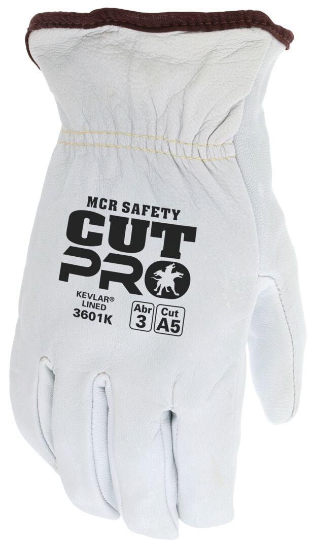 3601K - Leather Drivers Work Gloves - Premium A Grade Grain Goatskin - Lined with DuPont™ Kevlar Aramid / Synthetic - Cut Resistant - Arc rating of 37.5 cal/cm²