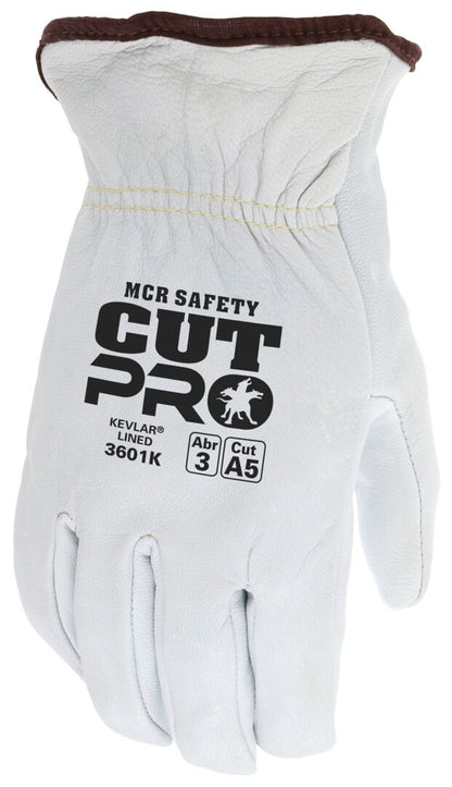 3601K - Leather Drivers Work Gloves - Premium A Grade Grain Goatskin - Lined with DuPont™ Kevlar Aramid / Synthetic - Cut Resistant - Arc rating of 37.5 cal/cm²