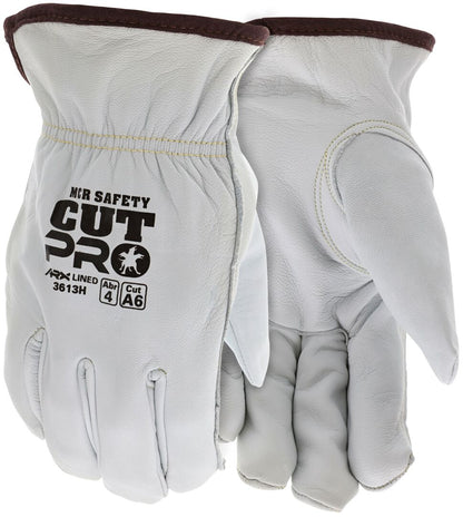 3613H - MCR Safety CutPro® - Goatskin Leather Drivers Work Gloves - Select B Grade Grain Goatskin Leather - Cut-Resistant ARX® Liner - Keystone Thumb - ARC rating of 40 cal/cm²