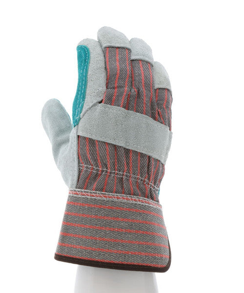 1211J_ - 1211J - 124576 - 360 - Rotational view of 1211J leather palm work gloves with jointed double palm and 2.5-inch rubbe