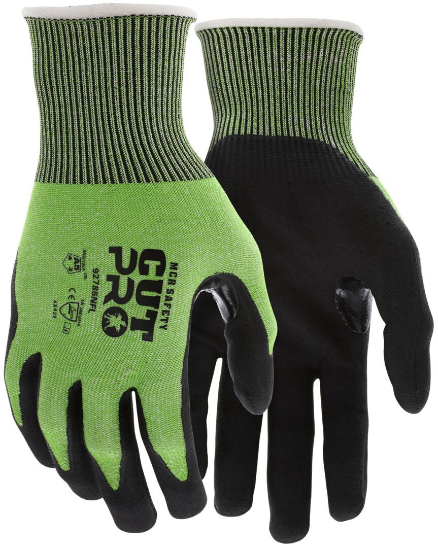 92785NF - MCR Safety Cut Pro® - 18-Gauge HyperMax® HPPE Shell - Cut, Abrasion, and Puncture Resistant - Micro Foam Nitrile Coated Palm and Fingertips - Reinforced Thumb Crotch for Additional Wear Protection