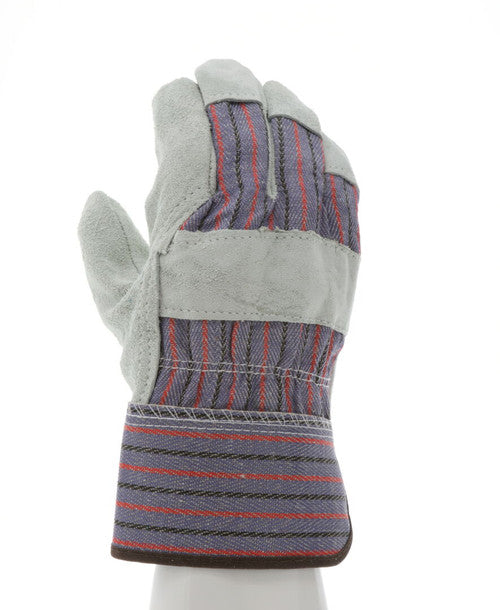 1300_ - 1300 - 125026 - 360 - Rotational view of 1300 leather palm work gloves with split shoulder leather and 2.5-inch rubbe